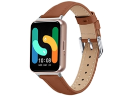 Bracelete Para Samsung Galaxy Fit 3 Slim - Couro Genuíno - Marrom