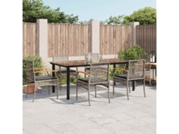 Vidaxl 7 Pcs Conjunto De Jantar P/ Jardim C/ Almofadões Vime Pe Cinza