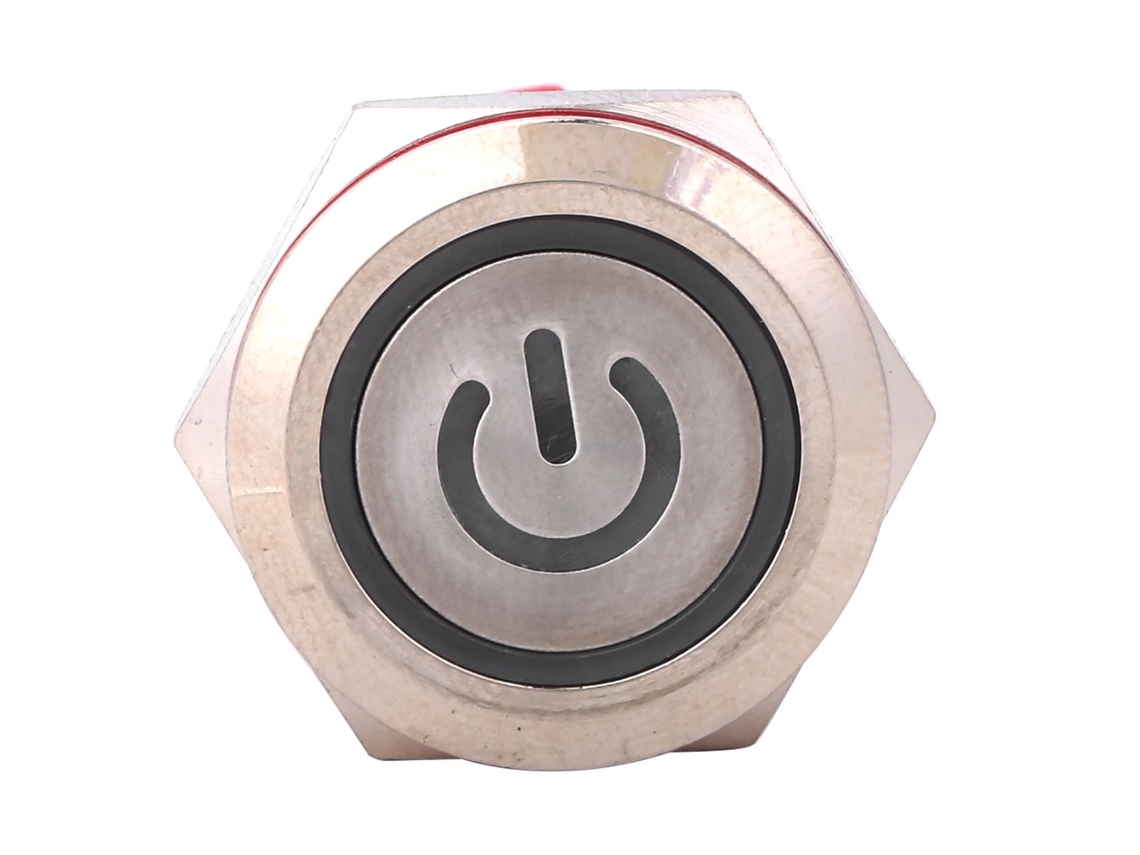 Interruptor De Botão Push Self Locking 1no 1nc 9~30v Dc 19mm Com Luz Azul Aço Inoxidável