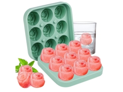 2026-bandeja De Gelo De Silicone Com Tampa 9 Cavidades Forma De Rosa Flor