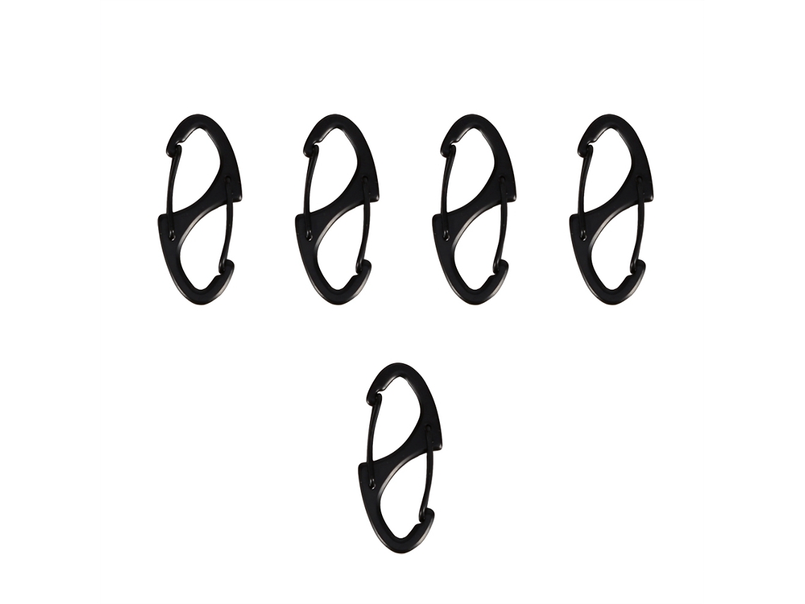 Chaveiro Carabiner Camping Metal Preto 5un