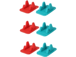 Conjunto de 6 Suportes de Silicone Antiderrapantes para Celular, para Carro Ou Escritório, Vermelho. SFUSHOS