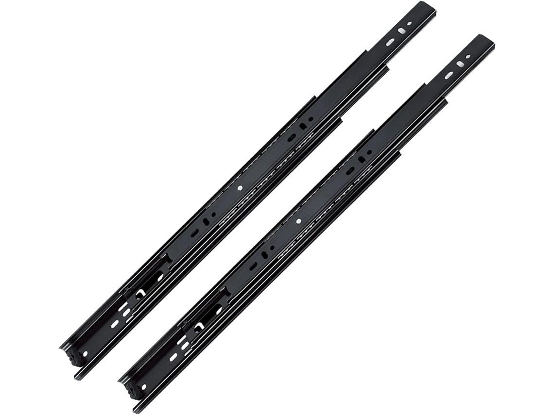 Corrediça Para Gaveta, Trilhos De Metal Triplos Para Cômoda, Aço Preto Texturizado Com Processo De Eletroforese, Trilho