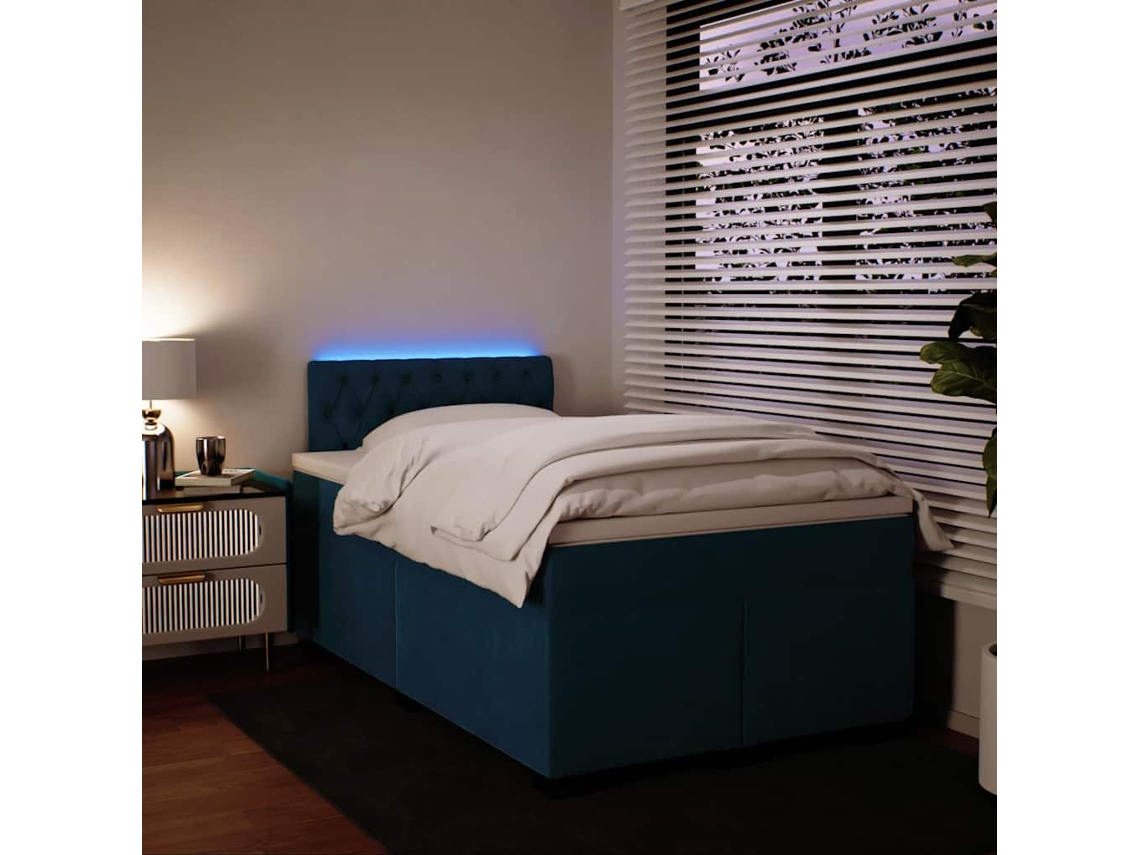 Vidaxl Cama Boxspring Com Colchão 120x190 Cm Veludo Azul