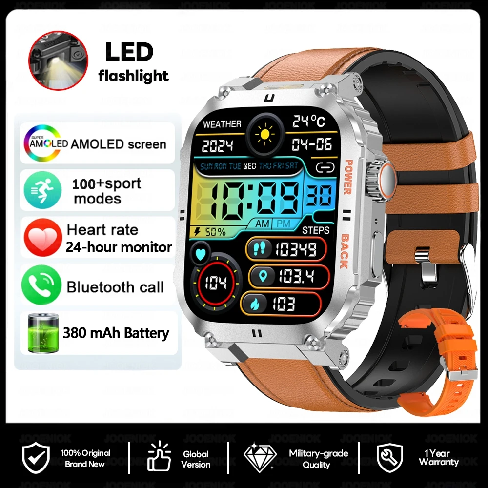 Smartwatch com Gps, Luz Led, Monitoramento de Saúde, Assistente de Voz com Ia e À Prova D'água. MDUG (marrom)