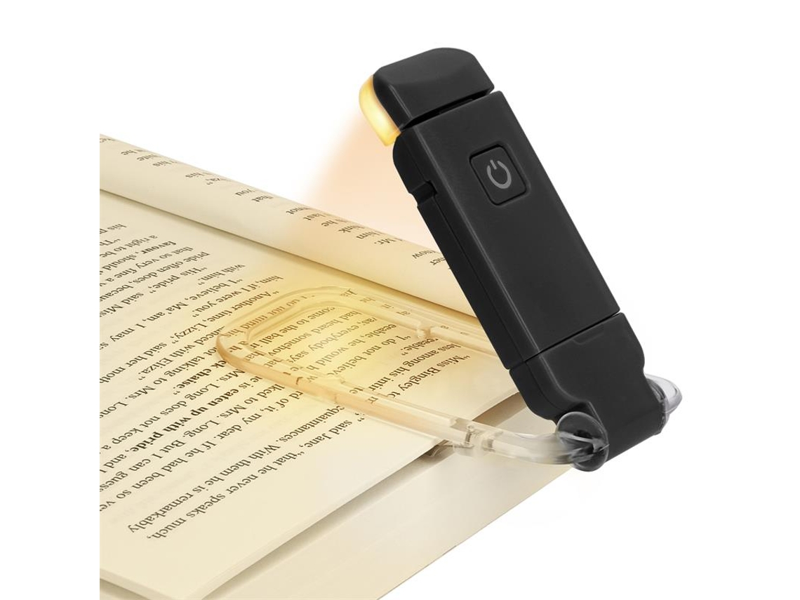 Luz de Leitura Led Recarregável Via Usb, Luz Noturna Portátil Que Protege os Olhos, com Clipe para Livros e Marcador de Páginas. MDUG (preto)