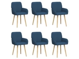 Conjunto 6 Cadeiras De Jantar Vidaxl Azul Tecido (56,5 X 50 X 87,5 Cm)