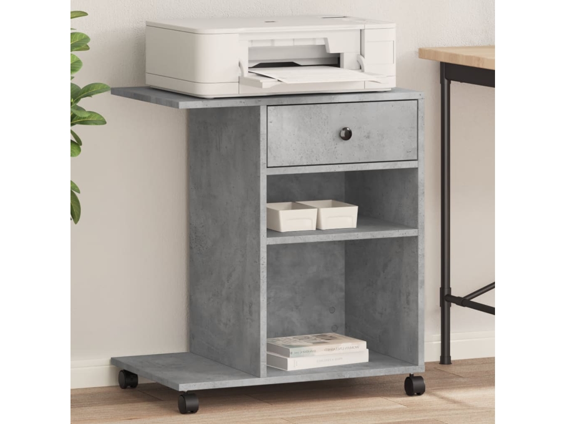 Vidaxl Suporte Para Impressora Com Rodas 60x40x68,5cm Cinzento Cimento