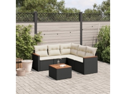 Vidaxl 6 Pcs Conjunto Sofás De Jardim C/ Almofadões Vime Pe Preto