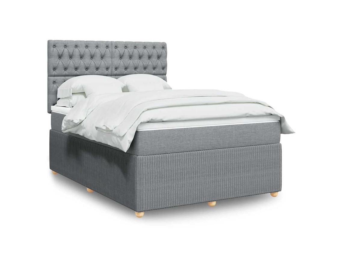 Vidaxl Cama Com Molas/colchão 140x200 Cm Tecido Cinzento-claro