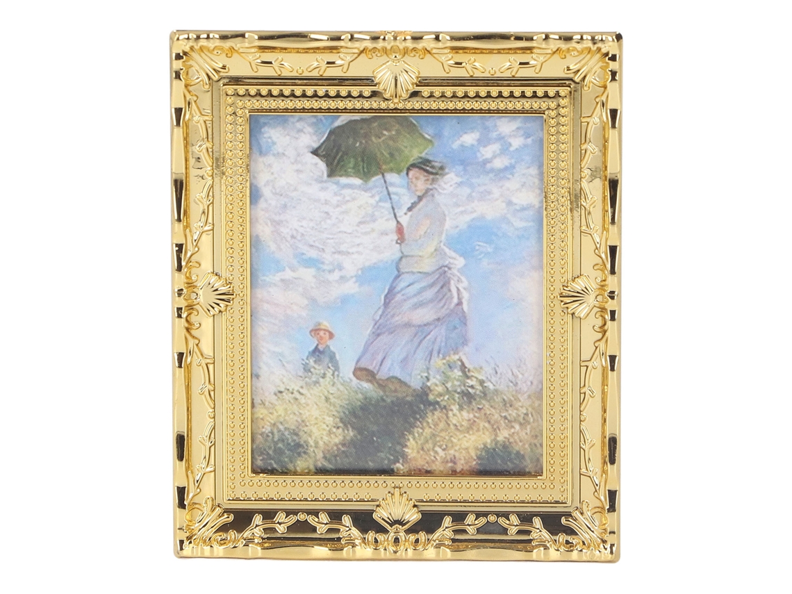 Pintura Em Miniatura 1:12 Para Casinha De Bonecas Com Moldura Dourada E Material Acrílico