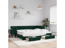Vidaxl Sofá-cama C/ Gavetão E Gavetas 80x200cm Veludo Verde-escuro