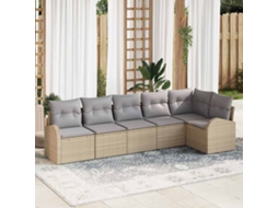 Vidaxl Conjunto De Sofá De Jardim 6 Pcs Bege Rattan Sintético