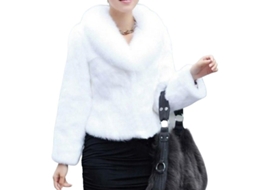 Casaco feminino de inverno 2026 em pele sintética grossa e quente com bolsos, ideal para escritório, festas, coquetéis e viagens.