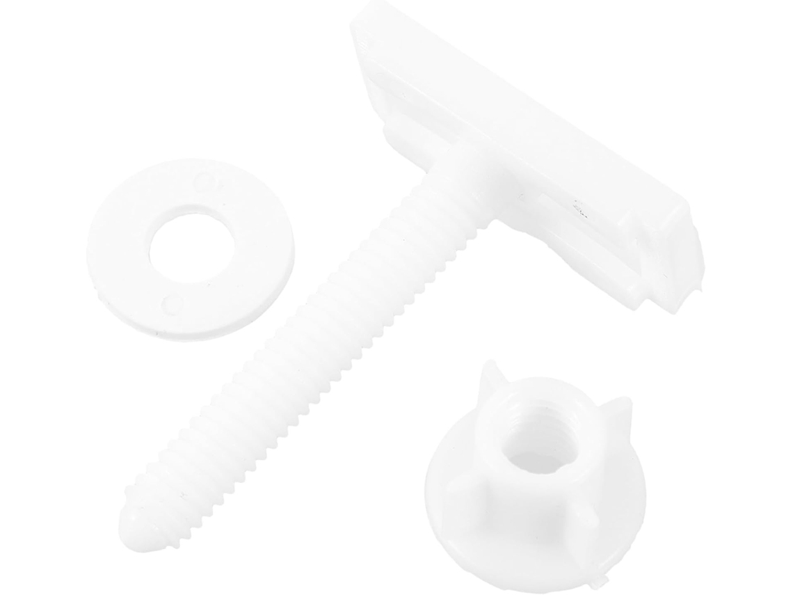 Conjunto De 2 Parafusos Assento Sanitário Wakauto Em Abs, Brancos, Parafusos Adequados Para Fixação Segura No Banheiro