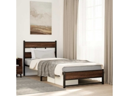 Vidaxl Estrutura De Cama Sem Colchão 100x200cm Metal Carvalho Castanho