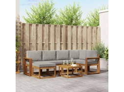 Vidaxl Conjunto De Sofás Para Exterior 7 Pcs Cinza Natural E Claro