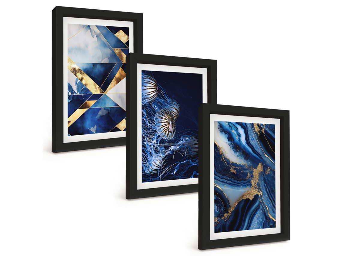 Composição De Quadros Padrões Abstratos Elegantes Espelharte (3 Peças 20x30 Cm)