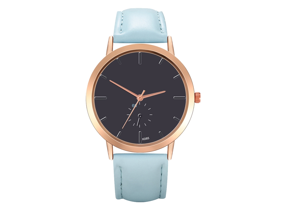 Relógio Analógico de Quartzo Feminino com Pulseira Pu Mostrador Grande Estilo Elegante