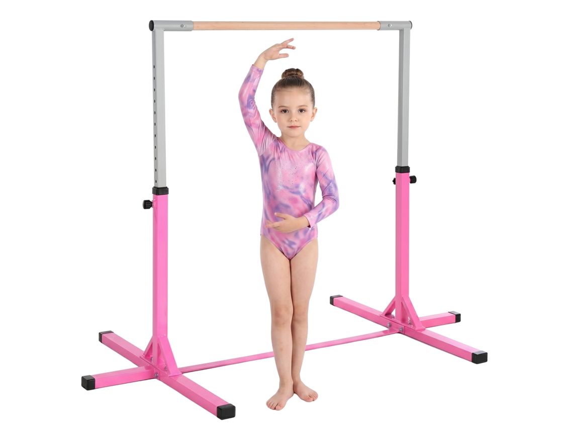 E-TOWN COMMERCE GMBH Barra de Exercícios Dobrável para Crianças 3 a 8 Anos, 154x106,2x88,5 Cm, Rosa
