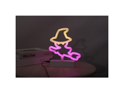 Luz Neon Nova Line de Bruxa LED para Halloween Rosa e Amarelo com Bateria e USB