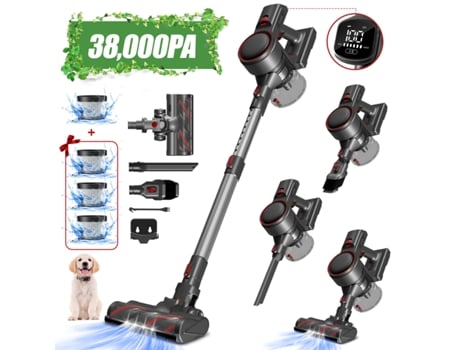 Aspirador Vertical 38000 Pa, Tela Touchscreen Led, Escova Anti Emaranhamento, Autonomia 50min, 1.6l, Garantia 2 Anos Daccormax