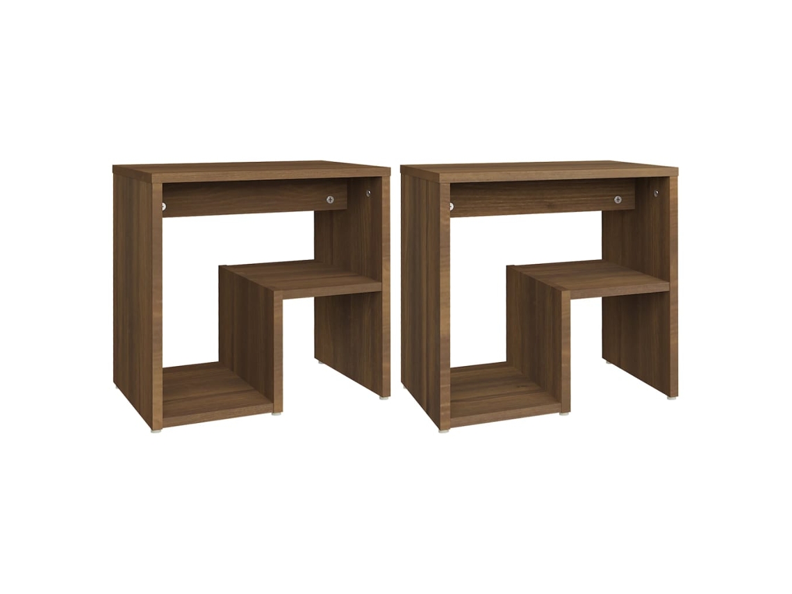 Conjunto de 2 Mesas Cabeceira em Madeira Proc. Carvalho Castanho MAISON EXCLUSIVE (40x30x40 cm)