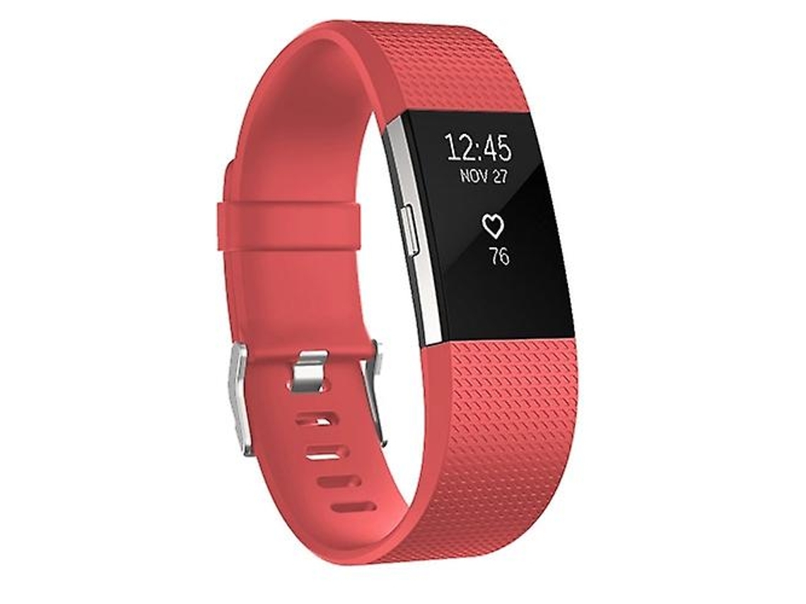 Lurelia Pulseira Esportiva Ajustável Square Design, Compatível Com Fitbit Charge 2, Vermelho Coral