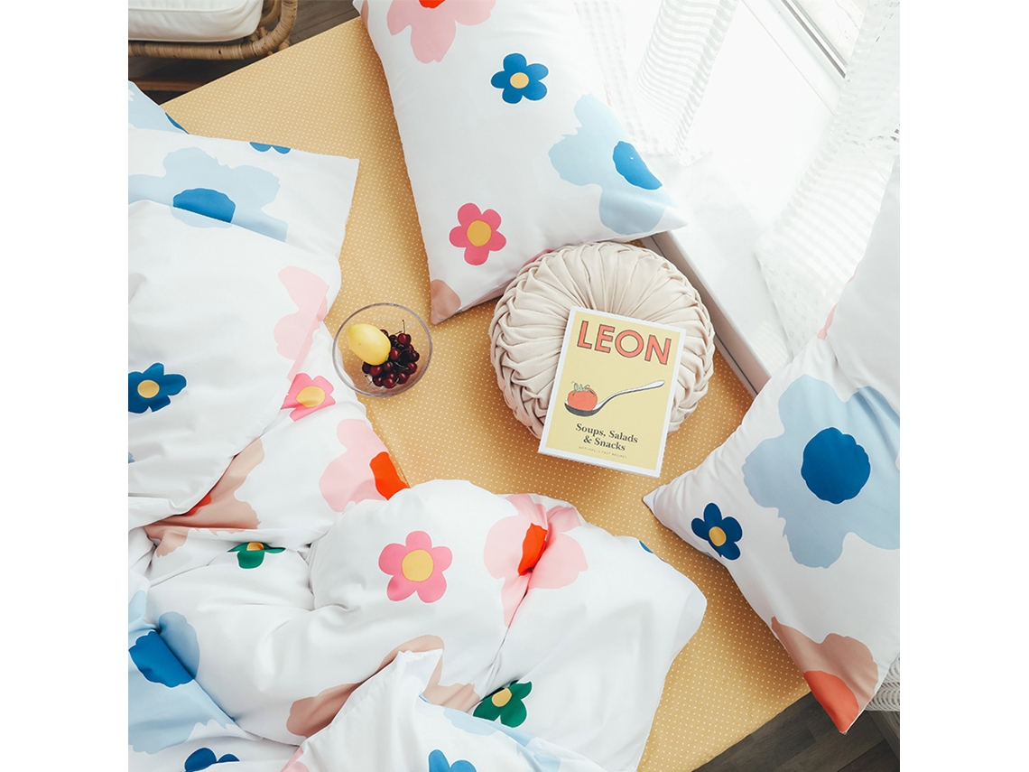 Conjunto De Cama De 3 Peças Para Casa Estudantil De Algodão Estampado Eoocoo