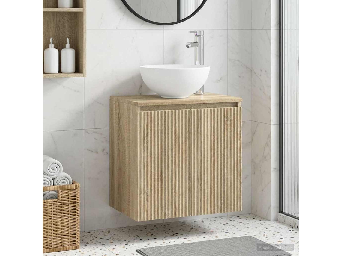 Vidaxl Vaidade Com Pia Suspensa Carvalho Sonoma 49,5 X 41 X 64,5 Cm