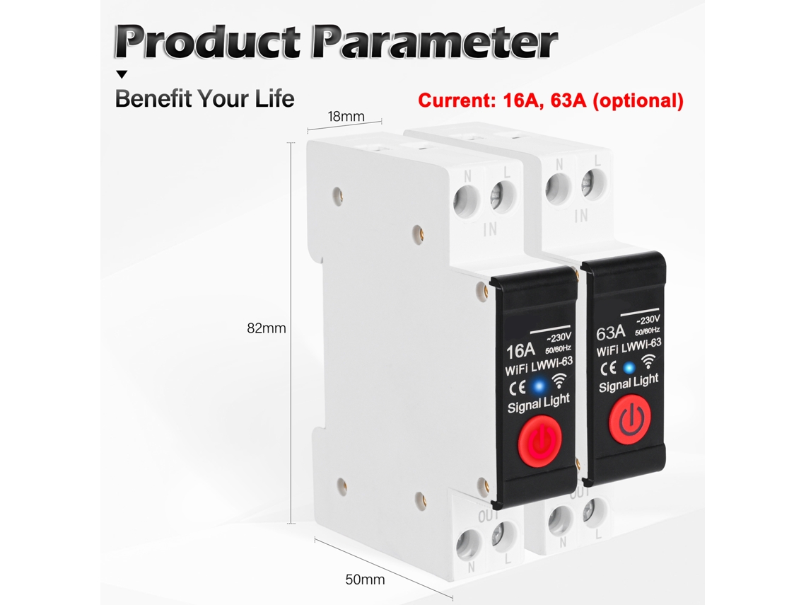 Interruptor Din Rail Inteligente Tuya Wifi Com Detecção De Consumo E Controle Remoto Via App