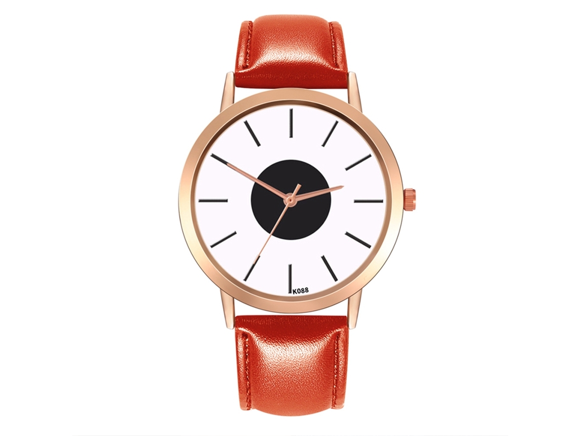 Reloj De Cuarzo Con Correa De Cuero Estilo Empresarial Simple Decoración Manual Para Hombres Rojo
