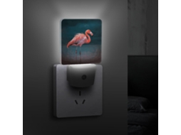 Luminária noturna de flamingo vibrante, luminária de parede com sensor crepuscular, luzes noturnas decorativas eficientes.