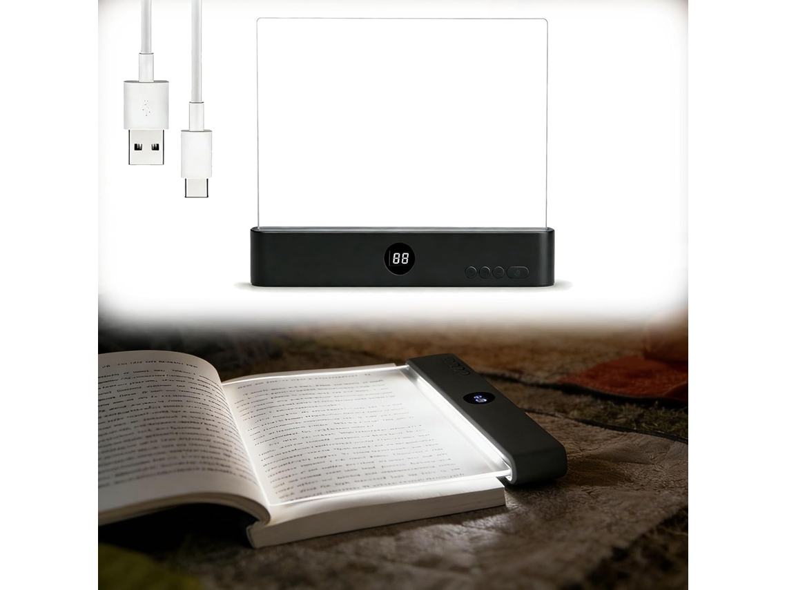 Luminária De Leitura Recarregável Com Led Transparente E Plano,