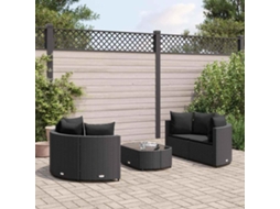 5 Pcs Conjunto Sofás De Jardim Com Almofadões Vime Pe Preto Dkd Home Decor