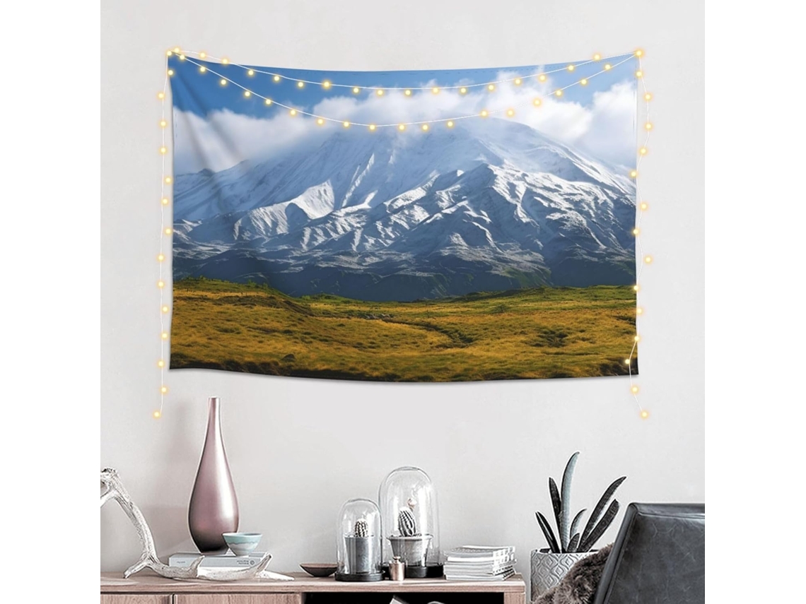 Tapeçaria Parede Com Estampa Neve E Montanhas, Linda Peça Decorar Quarto E Sala Estar, 152 X 102 Cm (60 X 40 Polegadas).