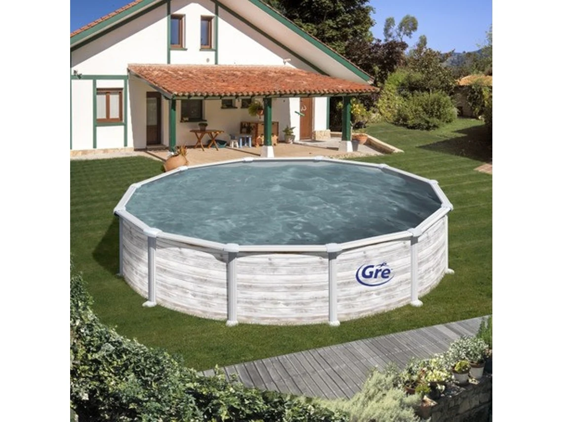 Piscina Elevada Em Aço Nordic Gre Finlândia Circular 350x120