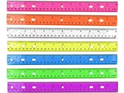 Régua transparente de 30 cm com 12 marcações e escala de medidas, ferramenta de medição matemática para estudantes.