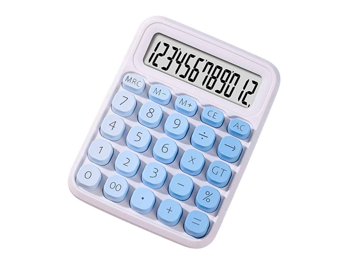 Calculadora Cute 12 Dígitos Lcd Grande Botões Redondos Cor Gradiente Bateria E Solar Escolar Escritório Casa