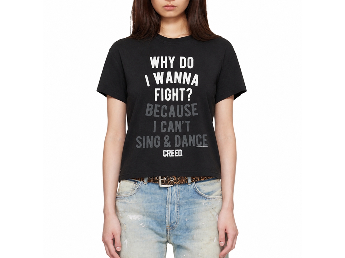 Rockinstone Rocky Movie Wanna Fight Black Adult T-shirt Size:m