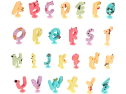 Letras do Alfabeto Inglês com Ventosas em Formato de Animais Fofos para Meninos e Meninas, 26 Peças, CHABERLU