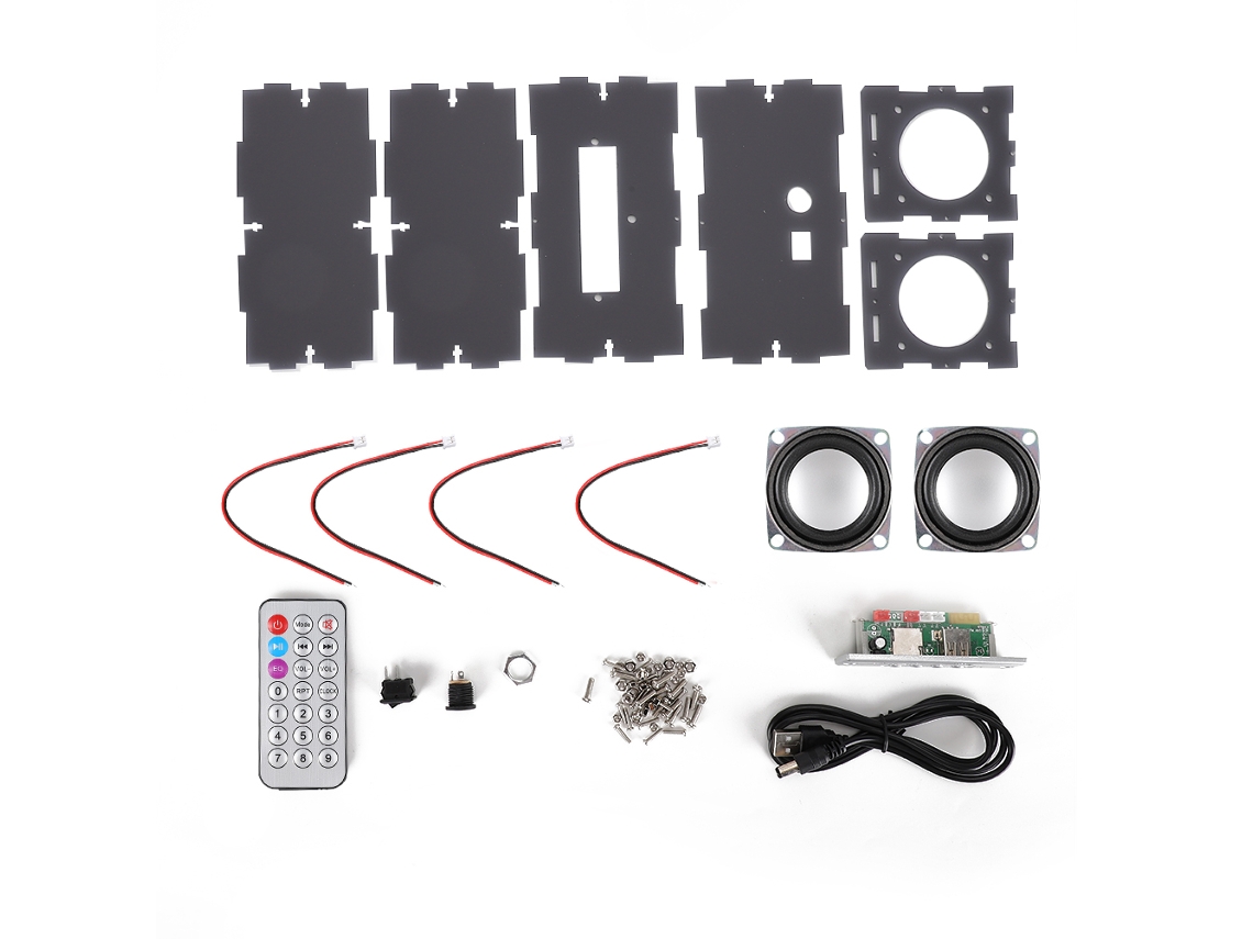 Aetheria kit Diy Alto falante Bluetooth Stereo 3w com Controle Remoto e Amplificador Mini Cinza