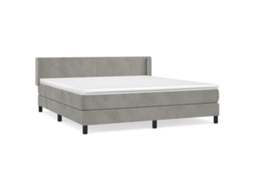 Cama com Molas e Colchão Veludo Cinzento Claro MAISON EXCLUSIVE (180x200 cm)