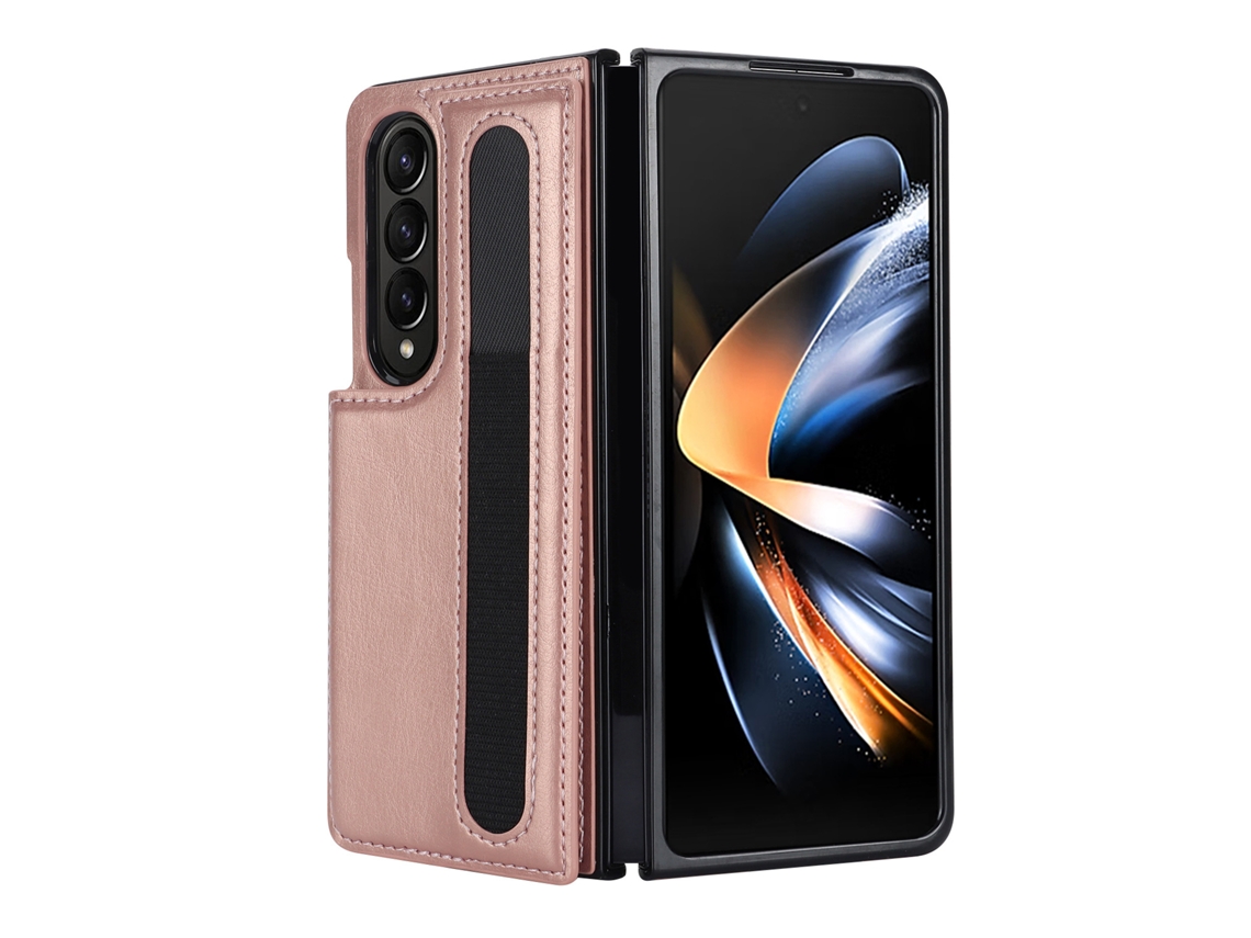 Capa Para Samsung Galaxy Z Fold3, Em Couro Pu, Com Porta-cartões. Rosa Czhhmart