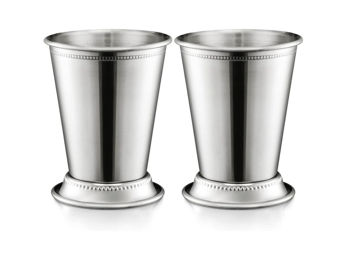 Conjunto de 2 copos mint julep inox clássico 340ml para bar casa restaurante prata S/MARCA