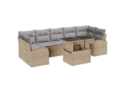 Conjunto 8 Conjunto De Sofá De Jardim Vidaxl Bege Vime Pe (100 X 55 X 73 Cm)