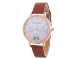 Relógio de Pulso Feminino Zhoulianfa de Quartzo com Pulseira de Couro Pu (café)