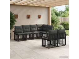 Vidaxl Conjunto De Sofás Para Exterior 7 Pcs Preto E Cinza Escuro