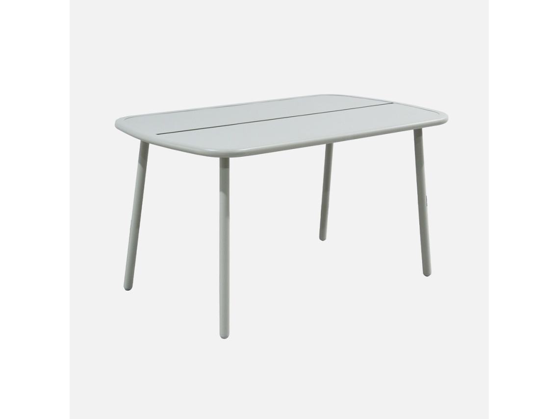Mesa de jardim em alumínio, para 4 a 6 pessoas, cinza.