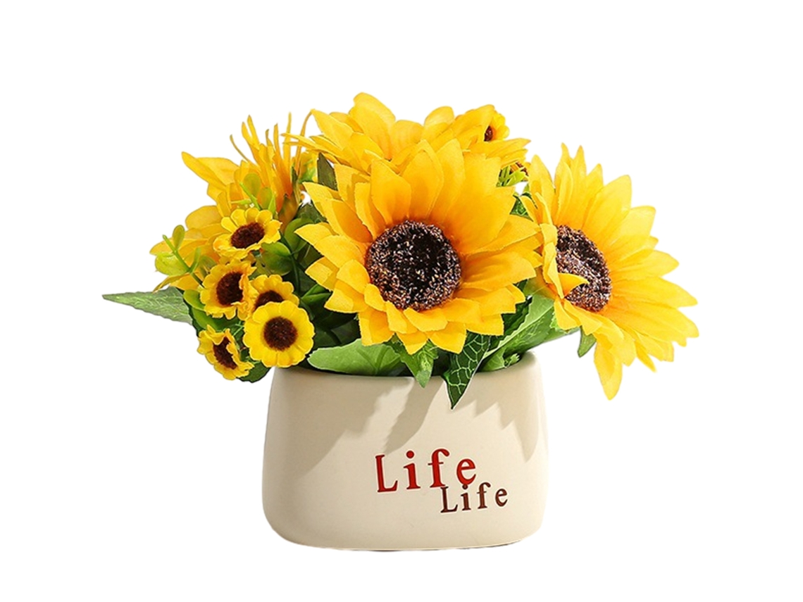 Flores Artificiais em Vaso Pequeno Vaso de Cerâmica Decoração de Mesa NEVEANCE